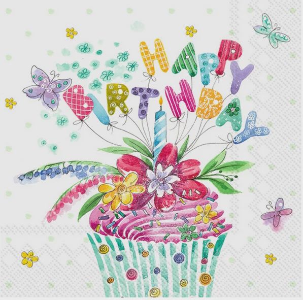 Paper Cocktail Napkins Pack of 20 Birthday Cupcake