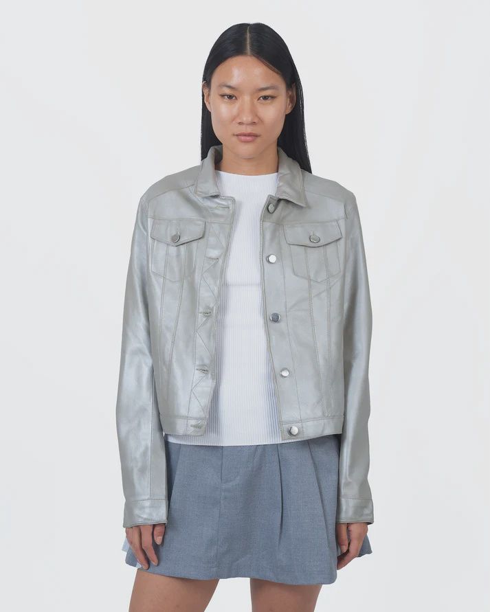 ALEXA SILVER LEATHER JACKET- SMALL