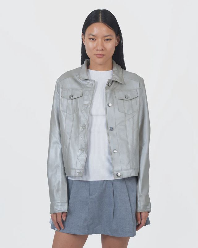 ALEXA SILVER LEATHER JACKET- SMALL