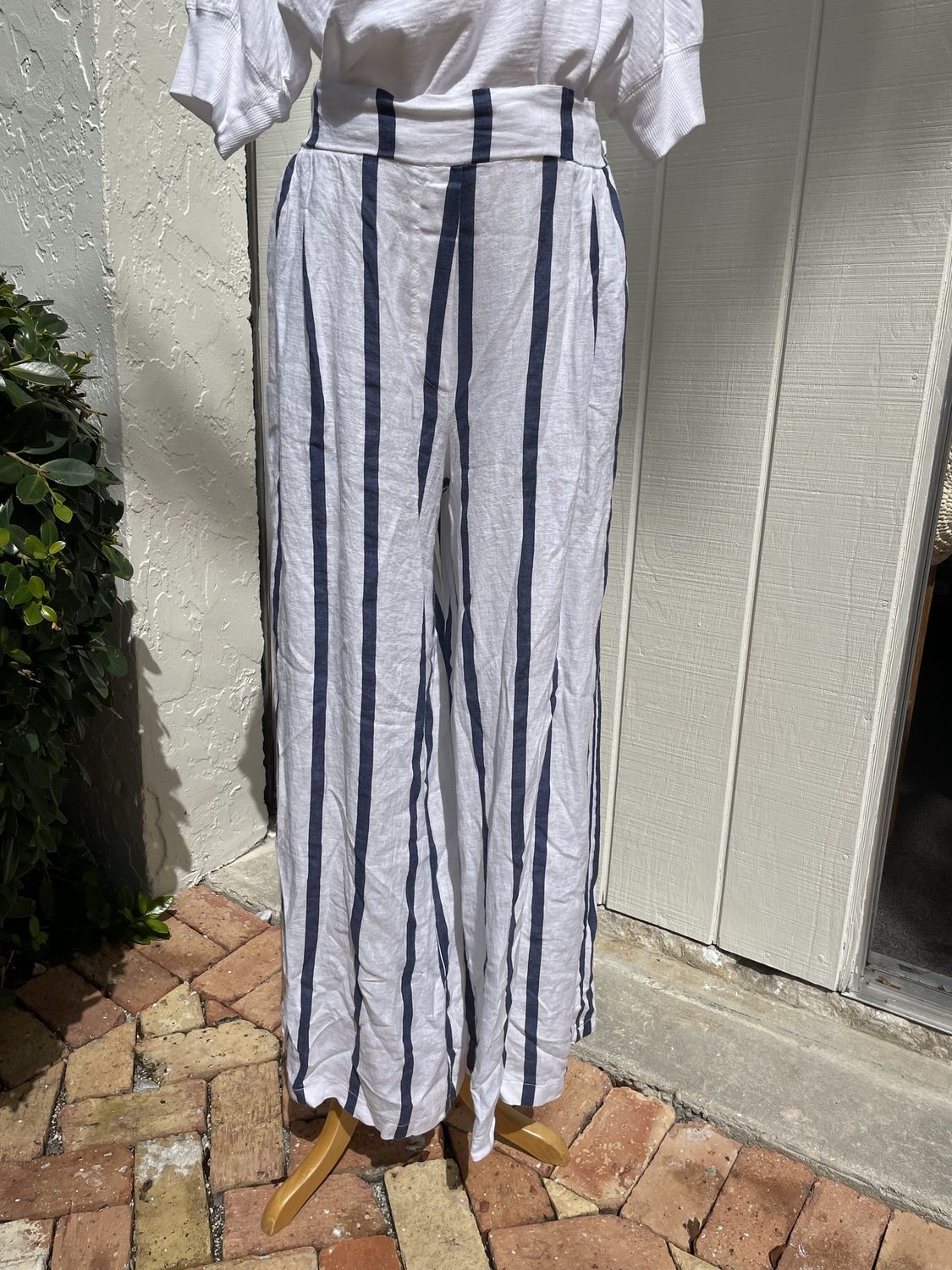 Striped Linen Wide Pant- One Size