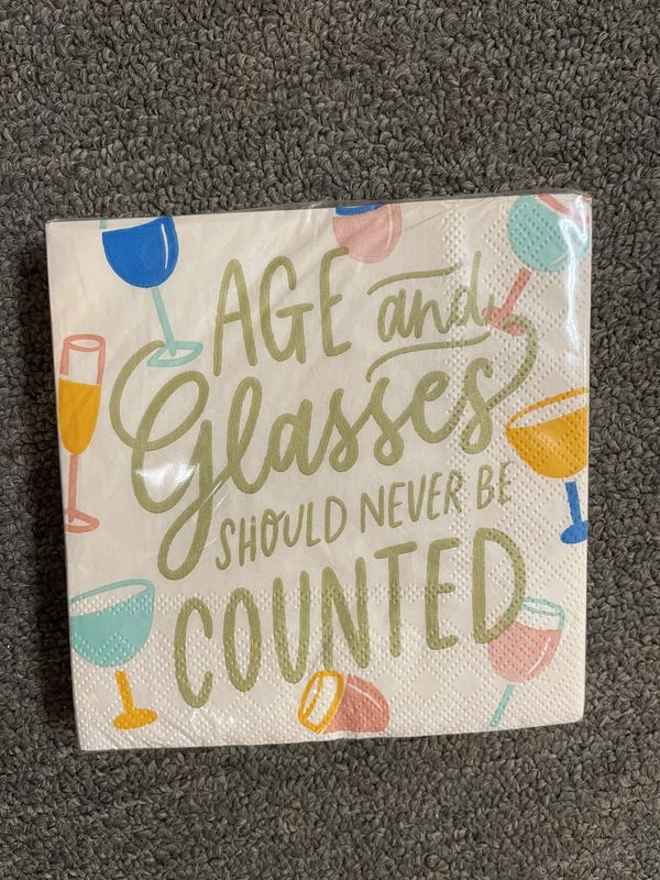 Funny Cocktail Napkins | Age and Glasses of Wine - 20ct