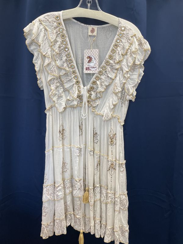 Embellished Dress White, One Size