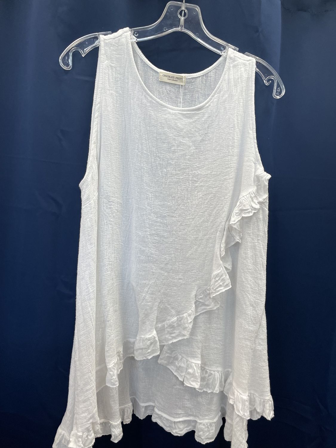 Ruffle Tunic White, one size