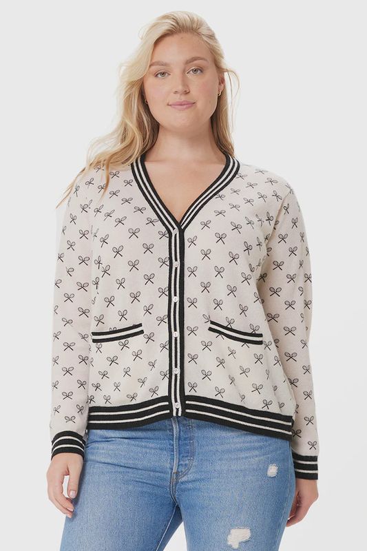 Cashmere Tennis Print Cardigan