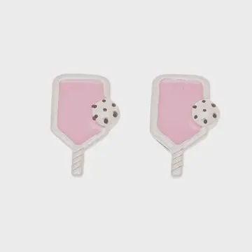 Pink Pickleball Paddle Stud Earrings