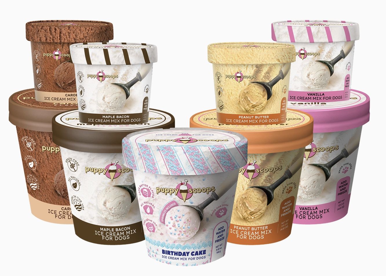 Puppy Scoops Ice Cream Mix For Dogs Birthday Cake with Pupfetti Sprinkles