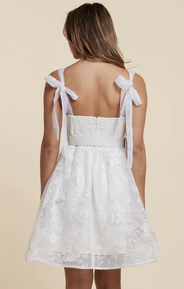 Lace Elegance: White Mini Dress