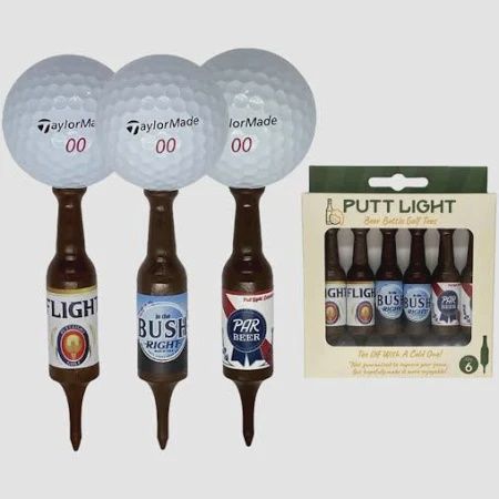 Putt  Light Golf Tees - Beer Bottle Golf Tees 6 pack, Type: Variety1: Flight Busch Right Puttweiser