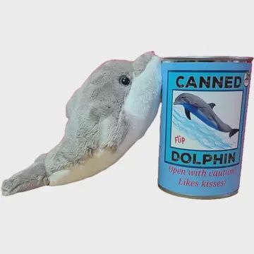 Flip the Canned Dolphin - Eco-Friendly Recycled Plush Gift