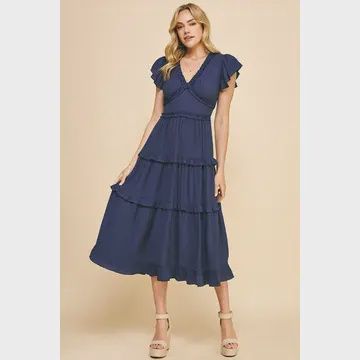Ruffled tea length dress