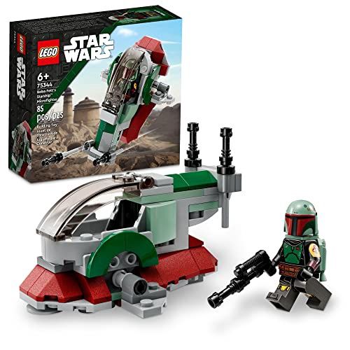 3 LEGO Star Wars Boba Fett&#39;s Lego Starship Microfighter -Building Toy Vehicle with Adjustable Wings and Flick Shooters
