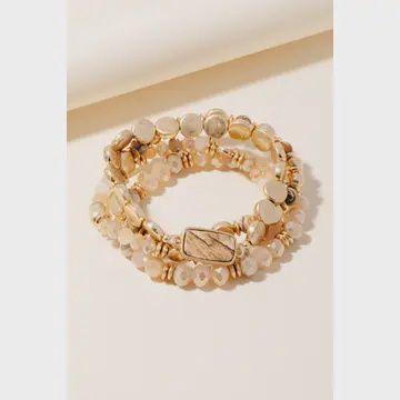 Stone Charm Assorted Beaded Bracelet Set