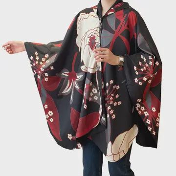 Black / Red Reversible Rain Cape - Garden Collection