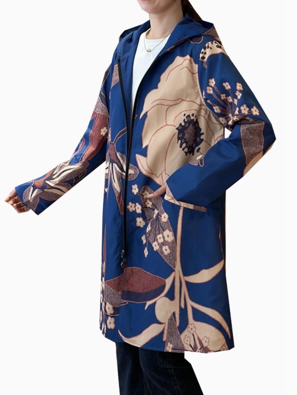 Orange / Blue Hooded Raincoat