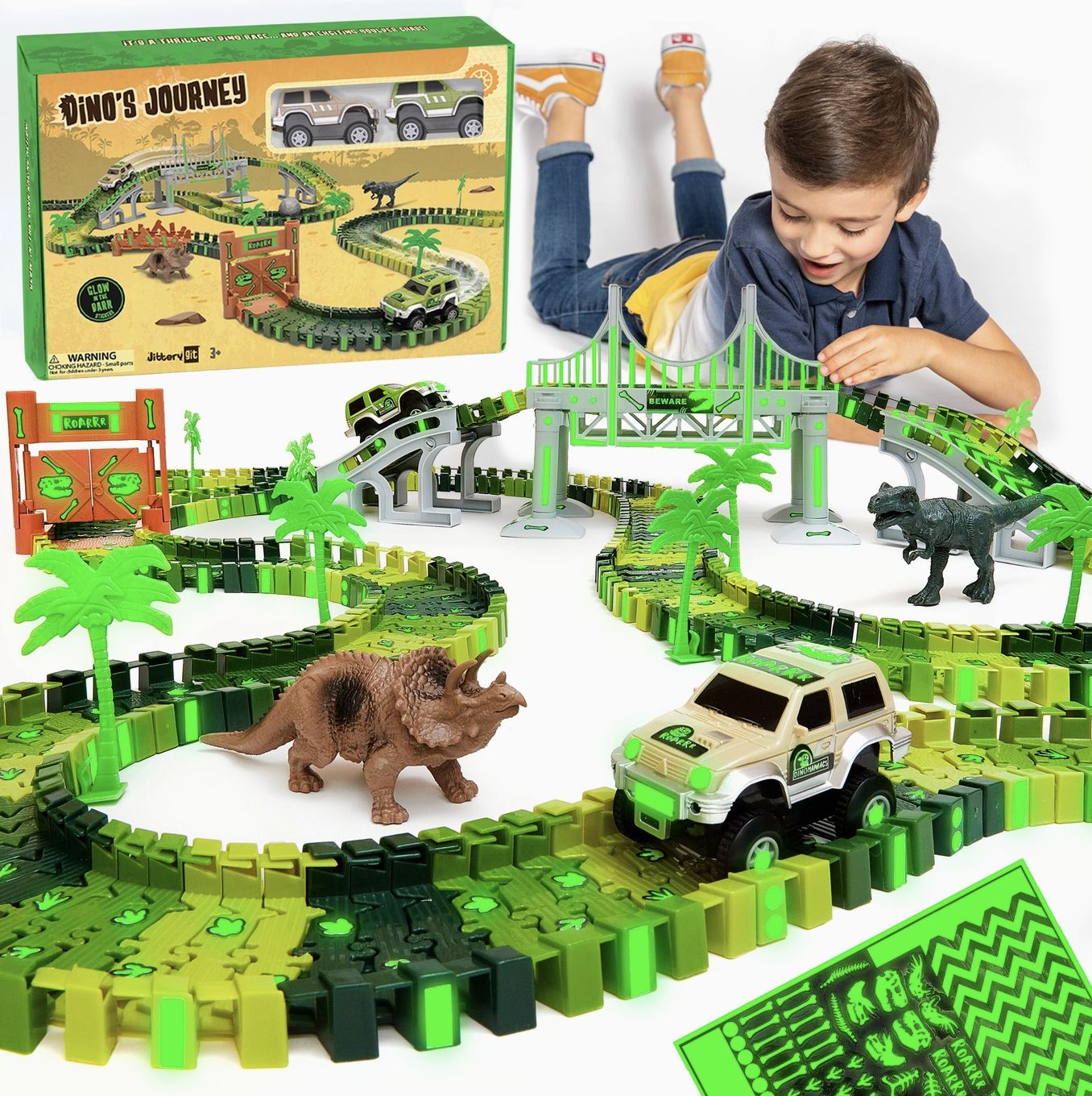 Dino&#39;s Journey- Dinosaur Race Car Track Set Toy
