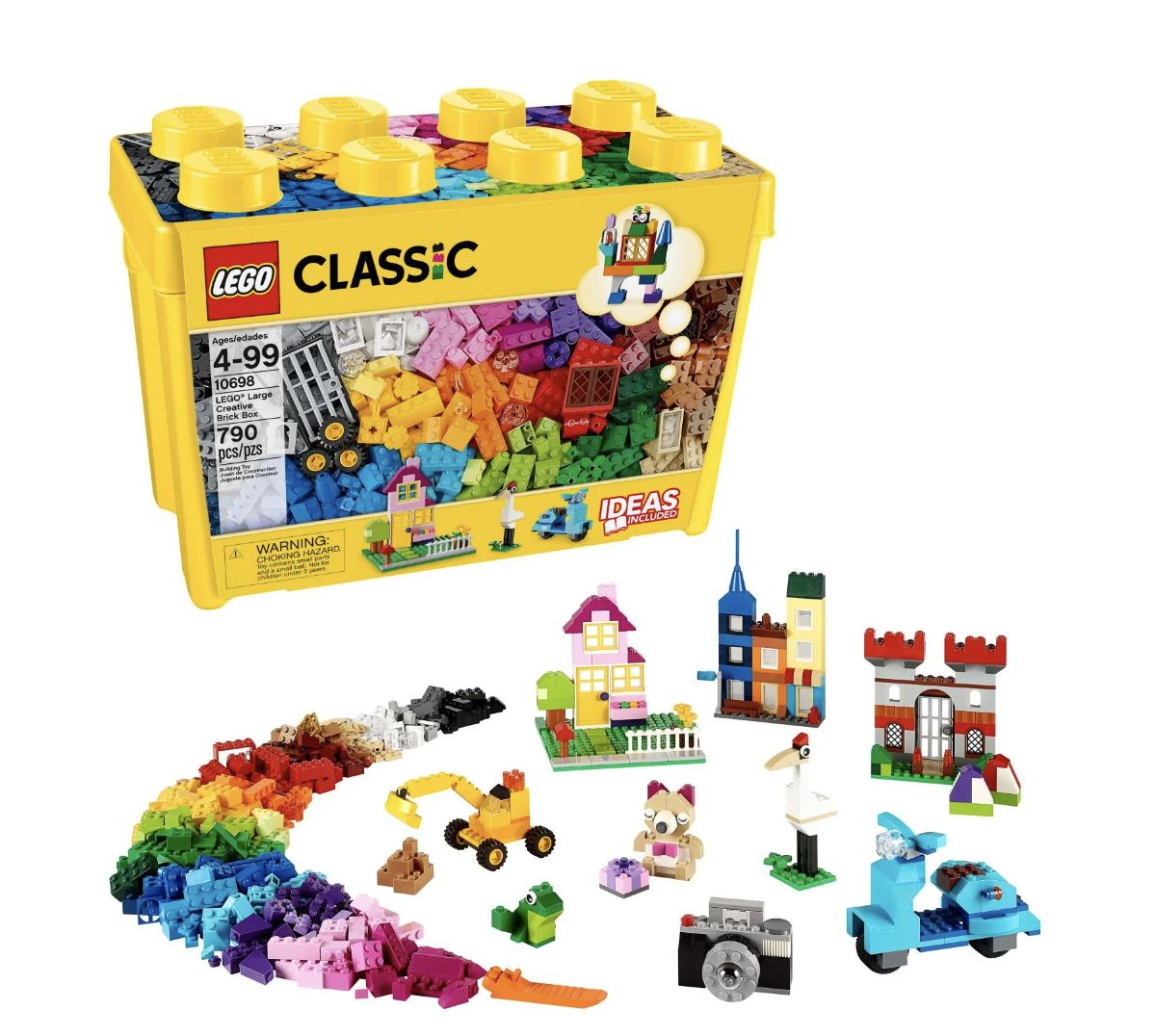 LEGO Classic Large Creative Brick Box 10698 Building Toy Set, Toy Storage Solution for Home or Classrooms, Interactive Building Toy for Kids, Boys, and Girls
