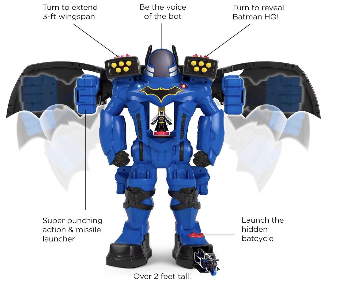 Fisher-Price Imaginext DC Super Friends Batman Toy, Batbot Xtreme Robot Playset, 30 Inches Tall with Figure for Pretend Play Kids Ages 3+ Years  (Amazon Exclusive)