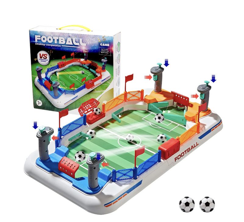 Couomoxa Upgrade Mini Football Toys with 4 Flipper Drive Simulate Mini Tabletop Soccer Sport Board Game Educational Interactive Play Toy Gift for Boys,Girls Ages 3+ Adults