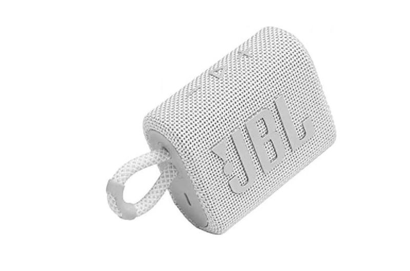 JBL Go 3 Eco: Portable Speaker with Bluetooth, Built-in Battery, Waterproof and Dustproof Feature - White