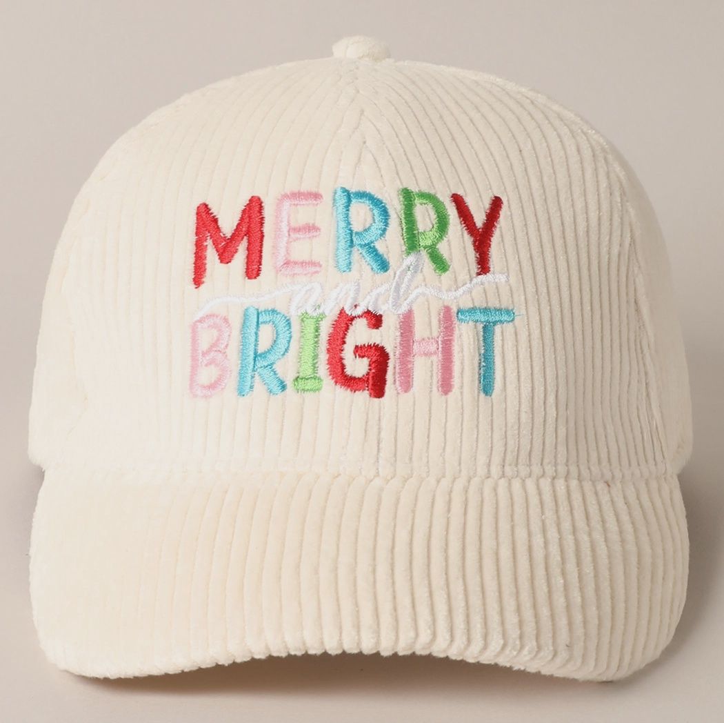 MERRY BRIGHT Embroidery Corduroy Cap