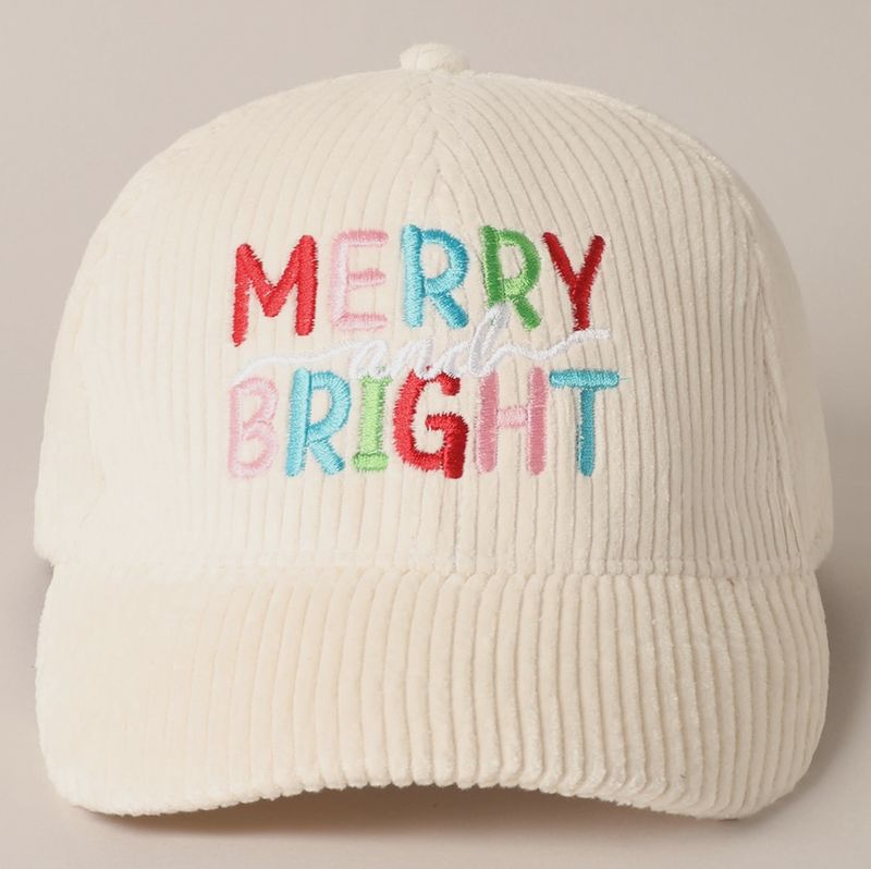 MERRY BRIGHT Embroidery Corduroy Cap