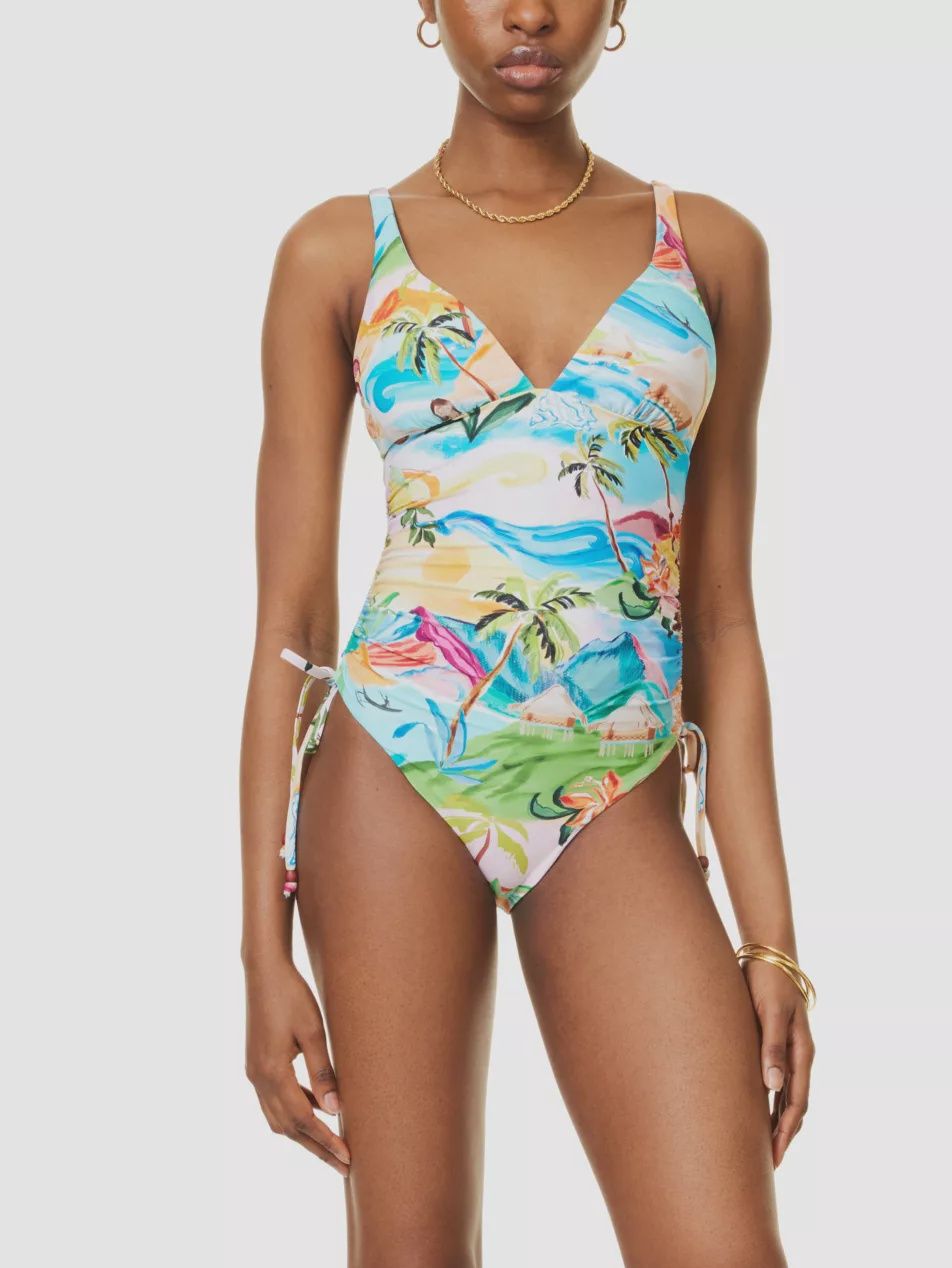 Turq Drawstring Side One Piece
