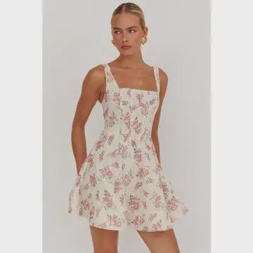 FLORAL FIT AND FLARE MINI DRESS
