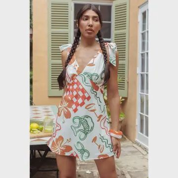 TIED SHOULDER MINI DRESS