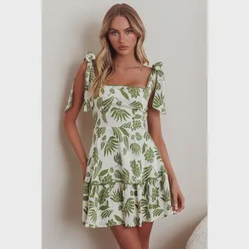 SHOULDER STRAP TIED MINI DRESS