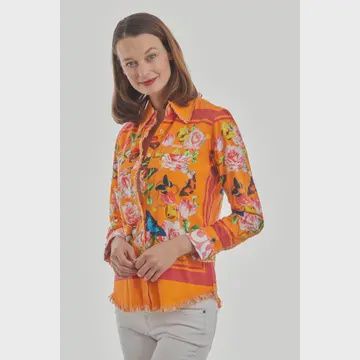 Cape Cod Tunic Orange with Butterflies