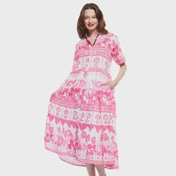 Palm Desert Pink Dress with Ikat Print