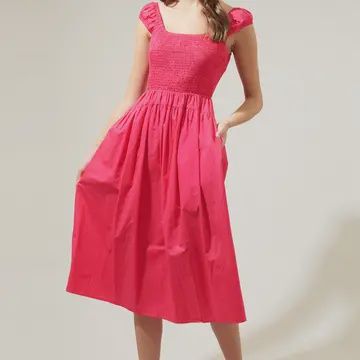 Stasia Yoke Smocked Midi Dress