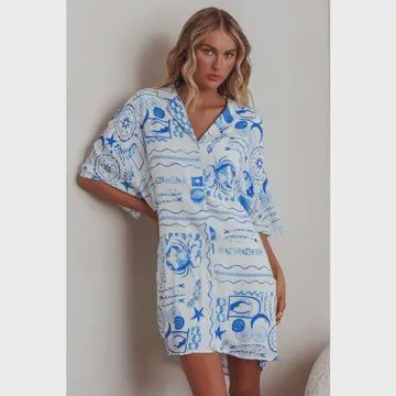 Beach Vibe Oversized Shirt Dress