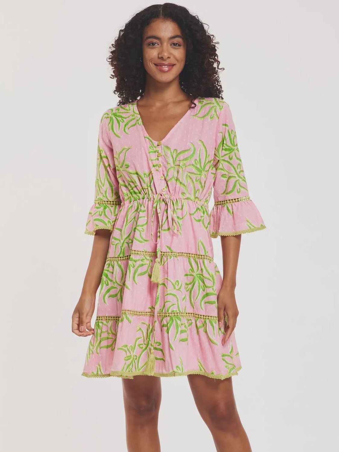Desideria Dress Abstract Flower Candy Pink Lime