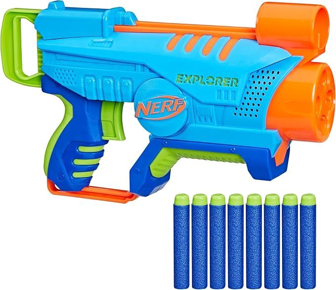 NERF Elite Junior Explorer Easy-Play Toy Foam Blaster / 8 Darts