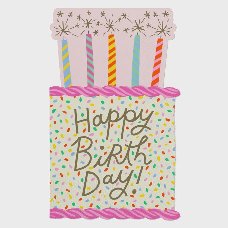 Birthday Cocktail Napkins | Happy Birth Day - Die Cut - 16ct