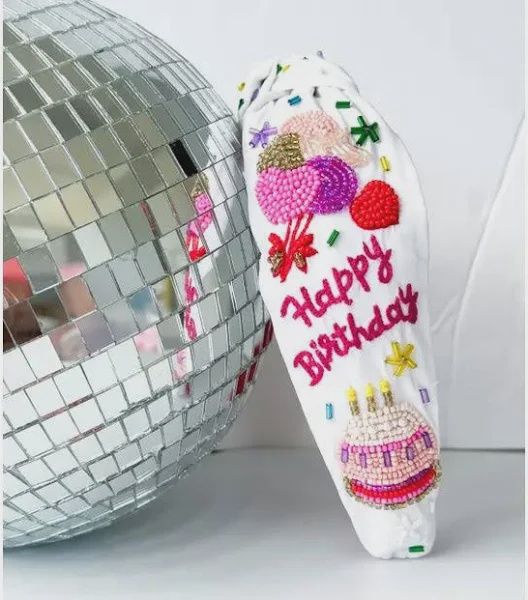 Beaded Headband, Birthday Headband, Happy Birthday