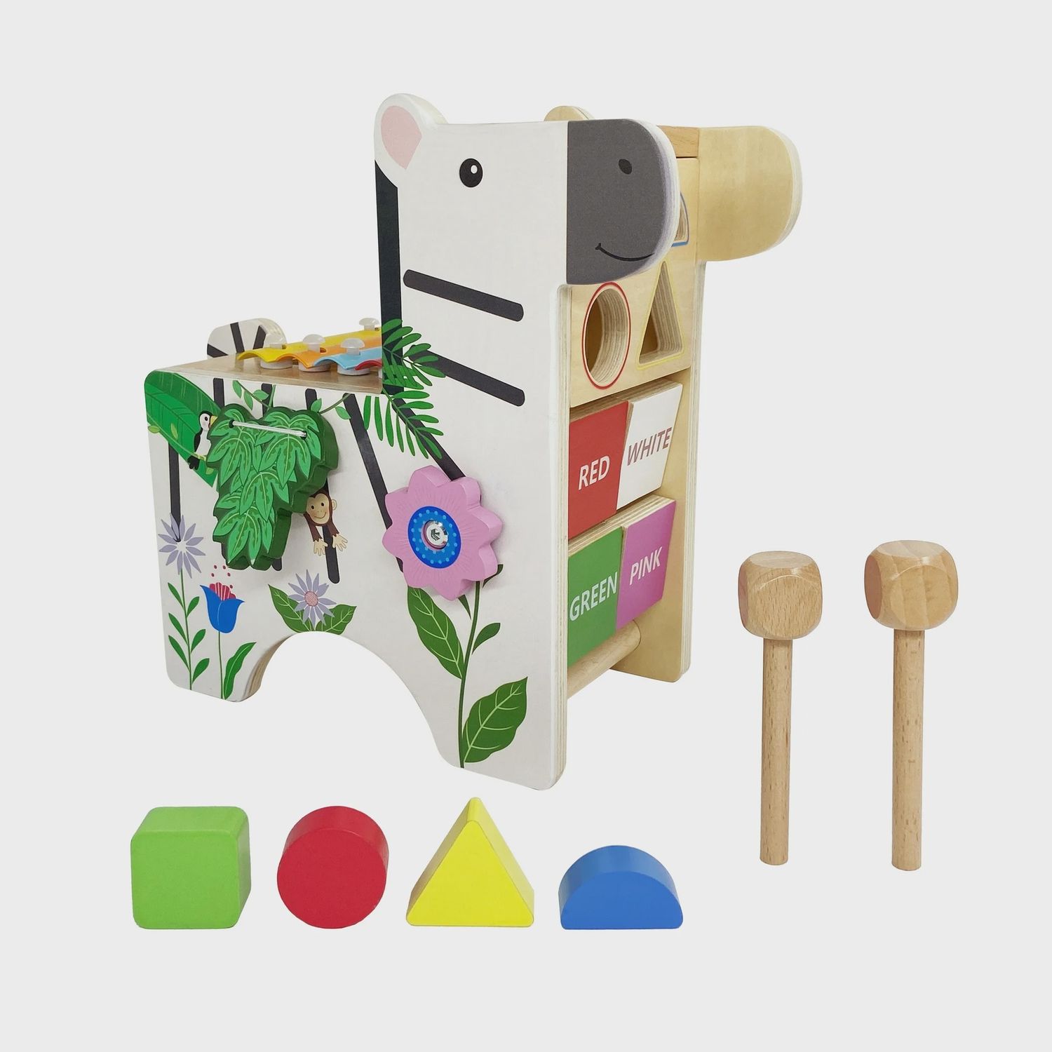 Toddler Zebra Activity Wooden Play Center with Xylophone