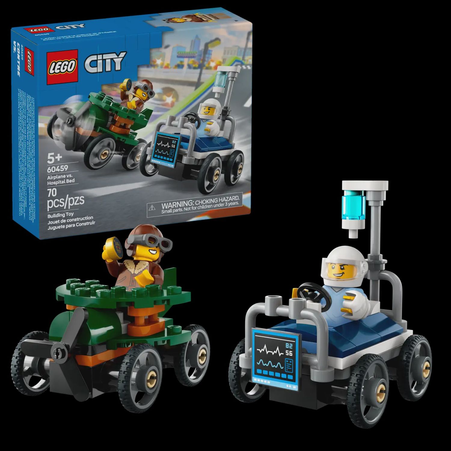 Airplane vs. Hospital Bed Race Car Pack