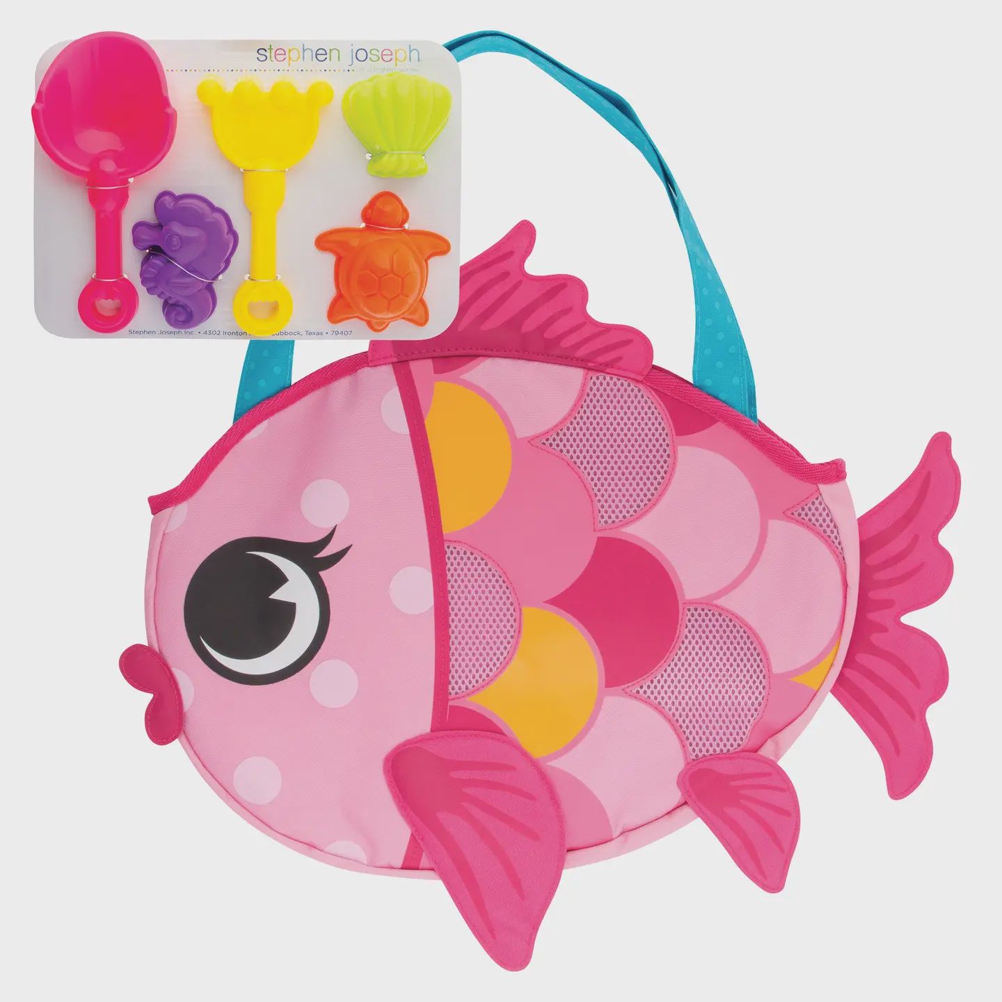 Beach Tote with Sand Toys Play Set, Color: Pink Fish