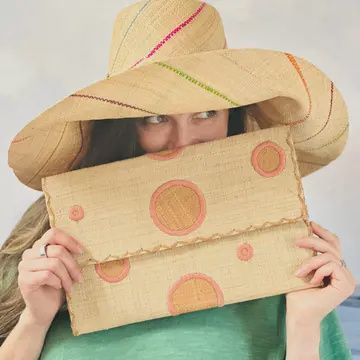 5&quot; &amp; 7&quot; Wide Brim Pinstripe Packable Straw Sun Hats | Brights Multicolor Pinstripes / 7&quot; Brim