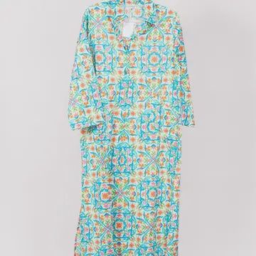 Gabriella Maxi Caftan Shirt Dress White Multi