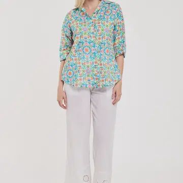 Rosalia Blouse Garden Majolica White Multi