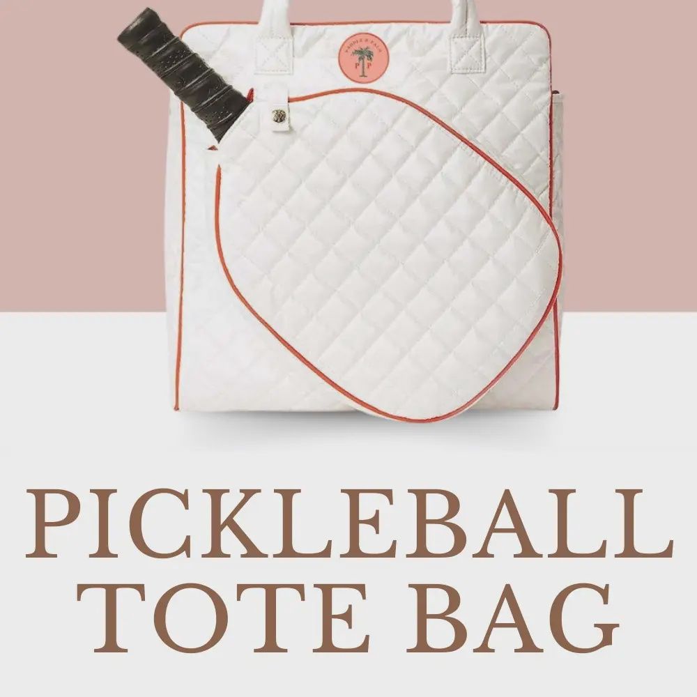 Pickleball Tote Bag Genuine Leather Accents Peach Color Trim