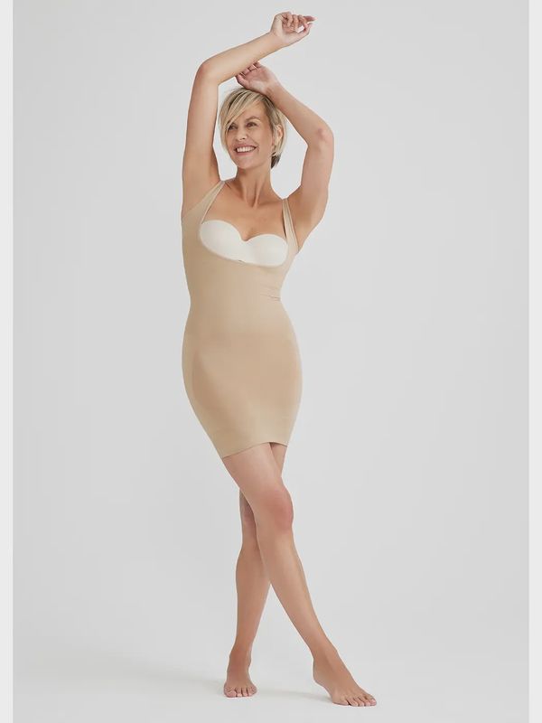 Open Bust Zoned Shapewear Slip w/ Adjustable Straps