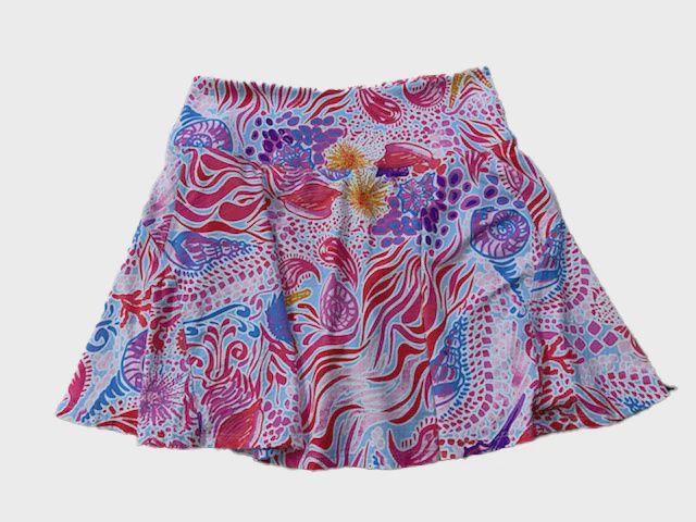 BACK YOKE RUFFLE SKORT, Color: PINKSEAWAVE, Size: S