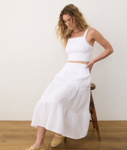 Corinne Double Cloth Maxi Skirt, Size: Medium