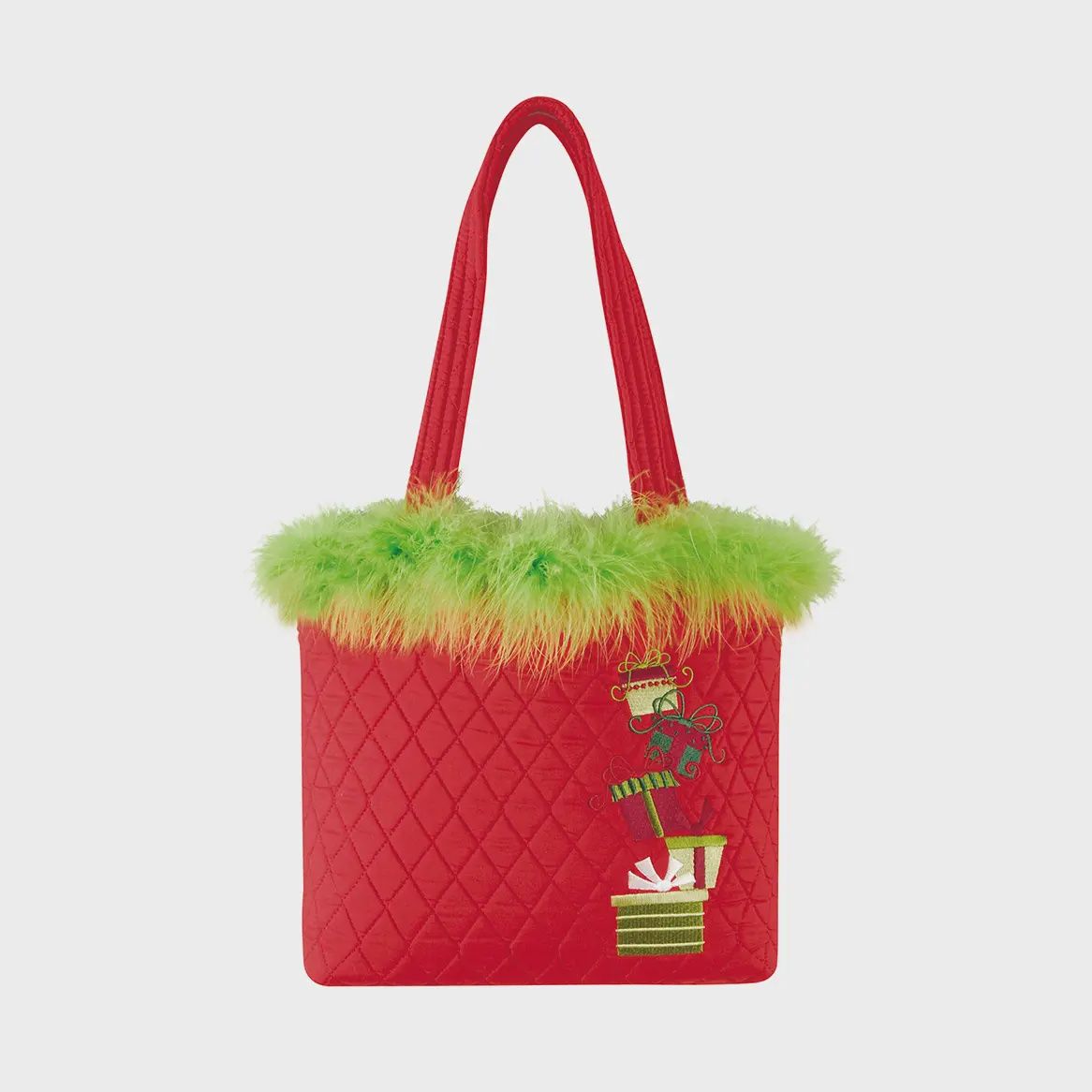 Christmas Gifts Ruffle Tote Bag 13&quot; x 10&quot;