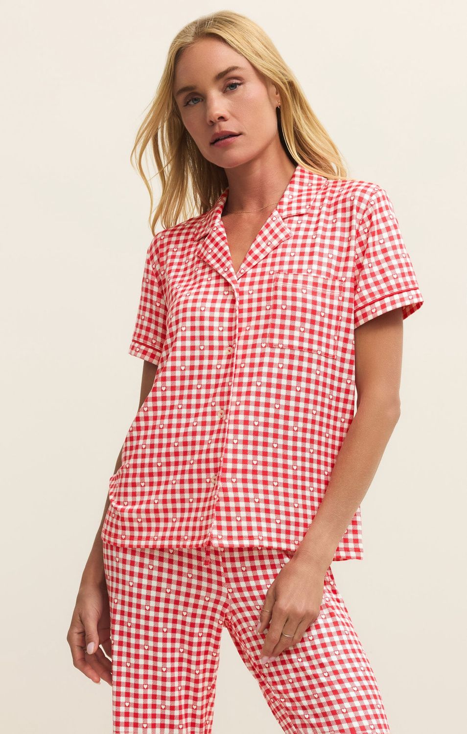 Gingham PJ Top