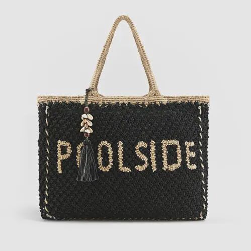 Black 'Poolside' Jute Macrame Tote